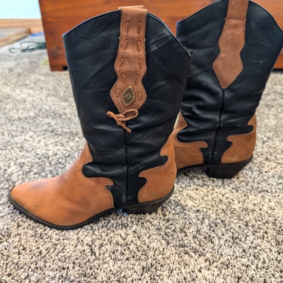 Code West Cowboy Boots 8M brown and black leather - Picture 4 of 5